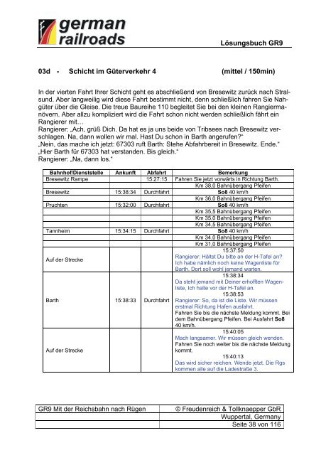 Lösungsbuch GR9 Mit der Reichsbahn nach Rügen - German ...