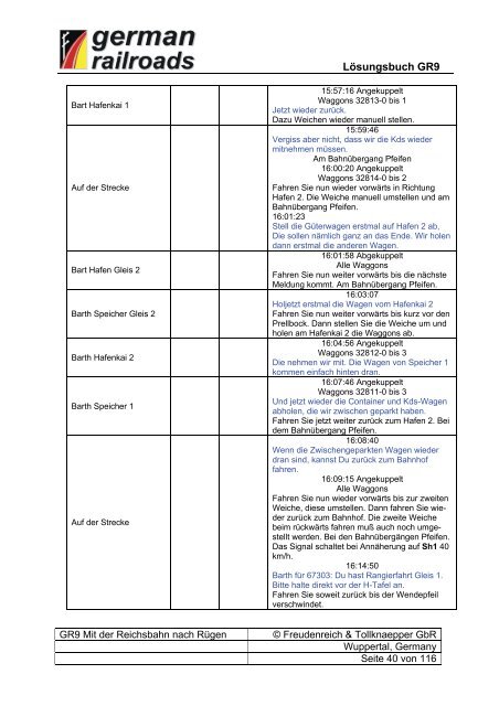 Lösungsbuch GR9 Mit der Reichsbahn nach Rügen - German ...