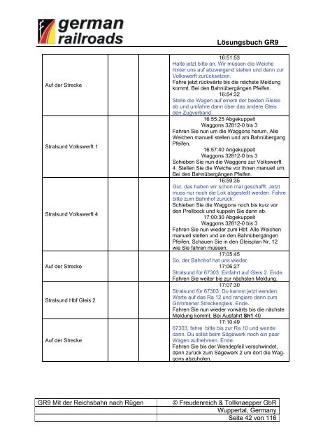 Lösungsbuch GR9 Mit der Reichsbahn nach Rügen - German ...