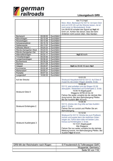Lösungsbuch GR9 Mit der Reichsbahn nach Rügen - German ...