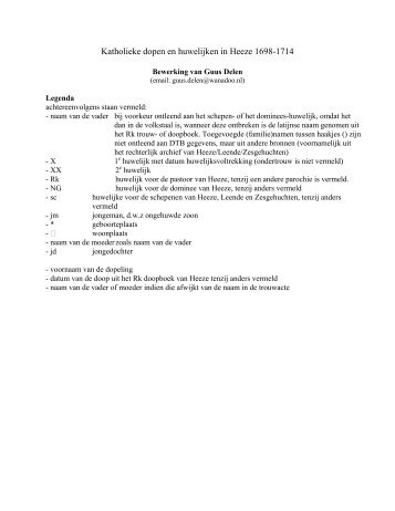 Heeze, index r.k. dopen en trouwen 1698-1714 - Geneaknowhow.net