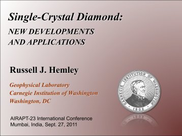 Single-Crystal Diamond: - Geophysical Laboratory