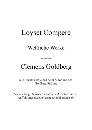 Loyset Compere - Goldberg Stiftung