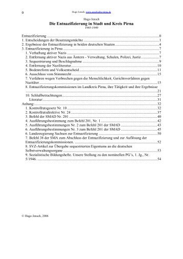 Die Entnazifizierung in Stadt und Kreis Pirna - Geschichte in Pirna