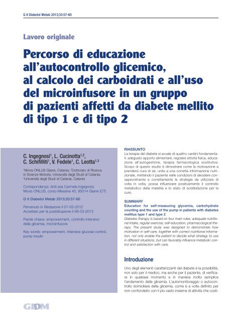 articolo completo in pdf - Giornale Italiano di Diabetologia e ...