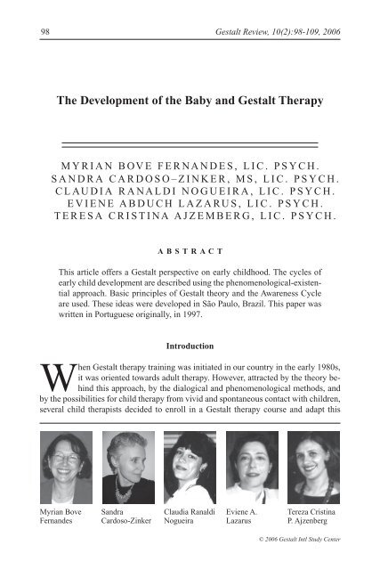 The Development of the Baby and Gestalt Therapy