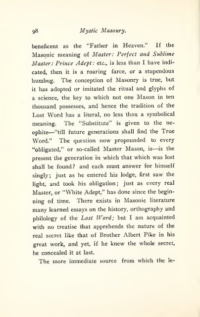 Mystic masonry, or, The symbols of freemasonry and the greater ...