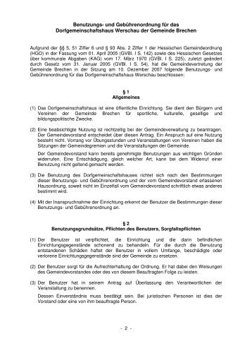 und Gebührenordnung für das Dorfgemeinschaftshaus Werschau