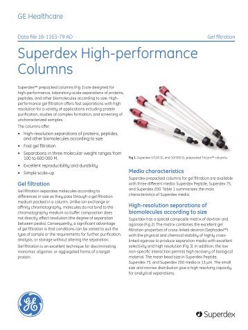 Superdex High-performance Columns