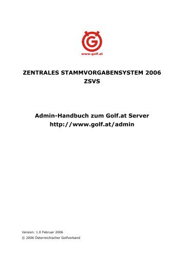 Admin-Handbuch zum Golf.at Server - Österreichischer Golf-Verband