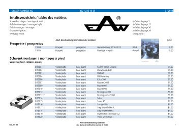 Inhaltsverzeichnis / tables des matières Prospekte / prospectus ...