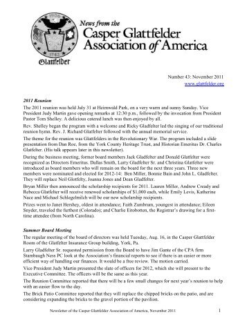 November 2011 Newsletter - Casper Glattfelder Association Of ...