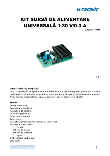 kit sursă de alimentare universală 1-30 v/0-3 a - German Electronics