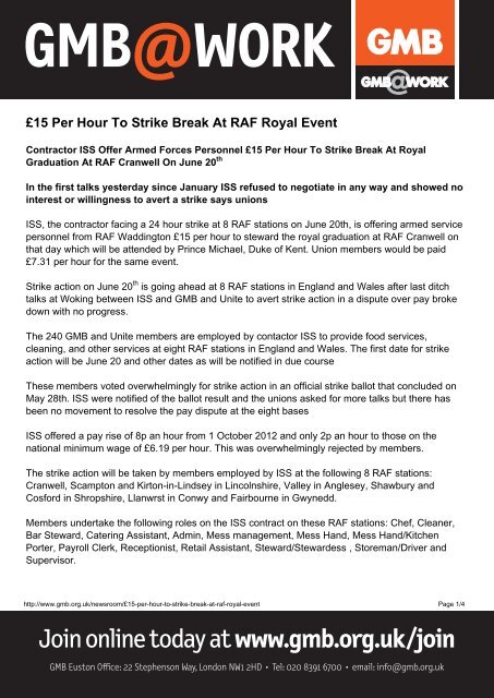 £15 Per Hour To Strike Break At RAF Royal Eventx - GMB