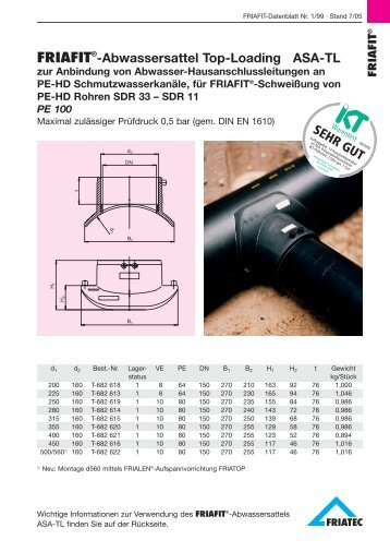 FRIAFIT®-Abwassersattel Top-Loading ASA-TL