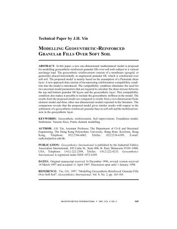 modelling geosynthetic-reinforced granular fills over soft soil - IGS ...