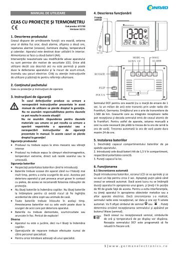 ceas cu proiecţie şi termometru - German Electronics