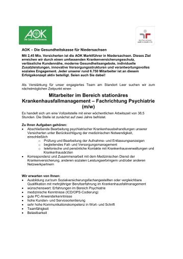 AOK – Die Gesundheitskasse für Niedersachsen - Das GKV-Netzwerk