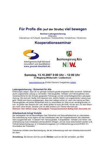 Kooperationsseminar - Gesunde Bauarbeit