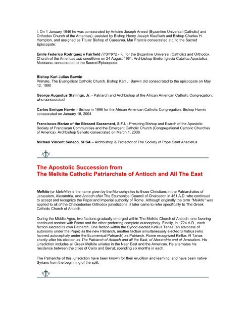 Official Record of Apostolic Succession of