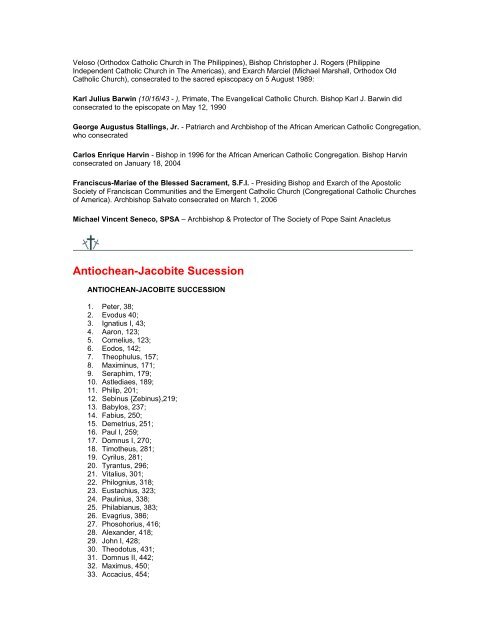 Official Record of Apostolic Succession of