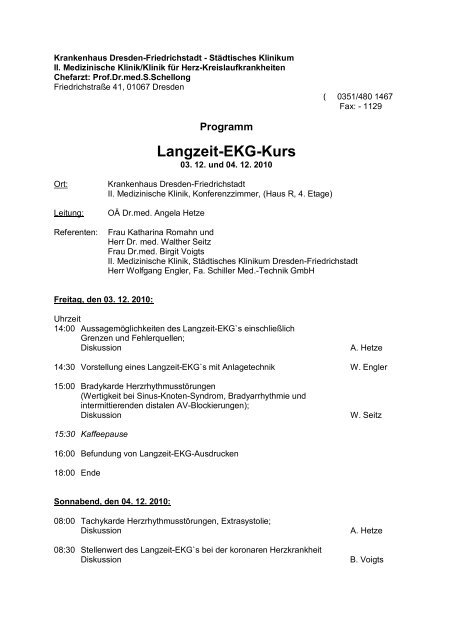 Langzeit-EKG-Kurs - Krankenhaus Dresden-Friedrichstadt