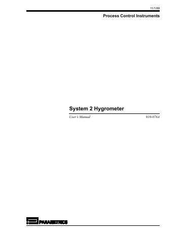 System 2 Hygrometer - GE Measurement & Control