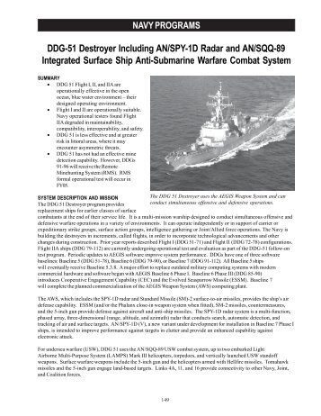 DDG-51 Destroyer Including AN/SPY-1D Radar and AN ... - DOT&E