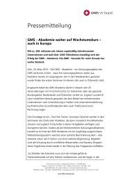 GMS Akademie in Europa auf Wachstumskurs - GMS Verbund