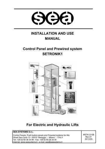 INSTALLATION AND USE MANUAL Control Panel and ... - G.m.v.