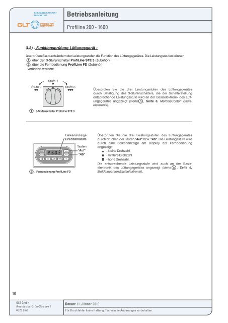 Betriebsanleitung Profiline 200-1600 - GLT Austria