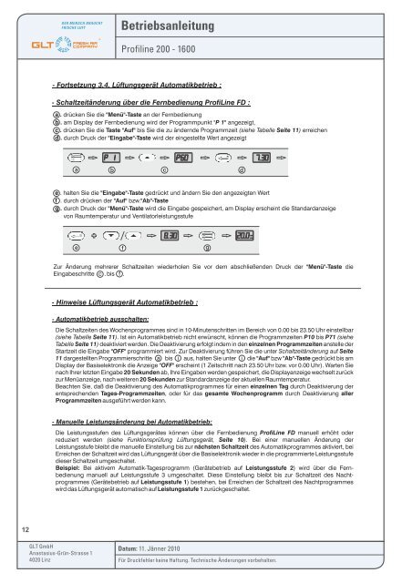 Betriebsanleitung Profiline 200-1600 - GLT Austria