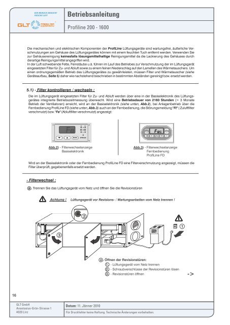 Betriebsanleitung Profiline 200-1600 - GLT Austria