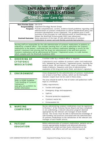 safe administration of cytotoxic medications - GHA Central