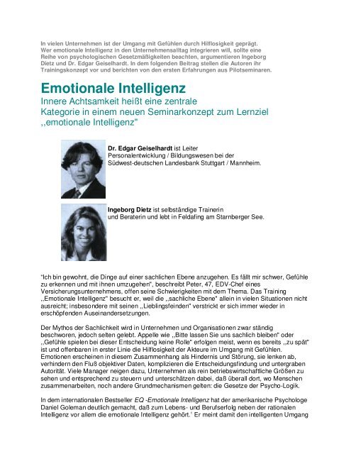 Emotionale Intelligenz - Advanced Leadership Consulting