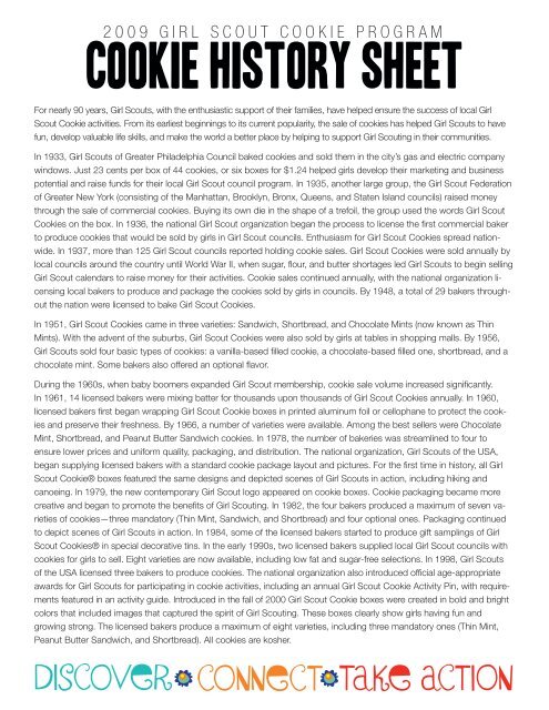 Cookie History Sheet - Girl Scouts Heart Of Central California