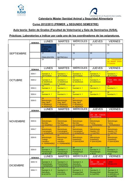 calendario académico. curso 2012/2013. - ulpgc