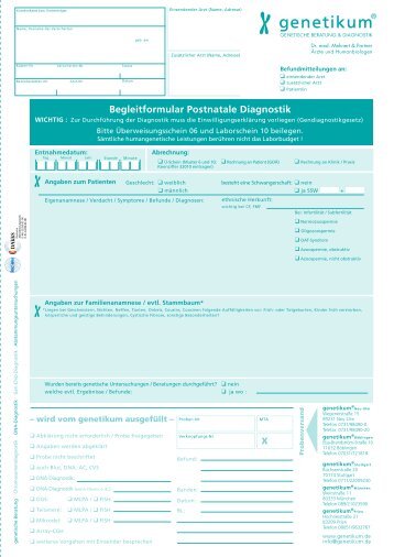 Download Begleitformular postnatale Diagnostik - genetikum