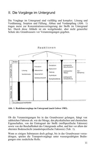 Das Verhalten von Umweltchemikalien in Boden und Grundwasser