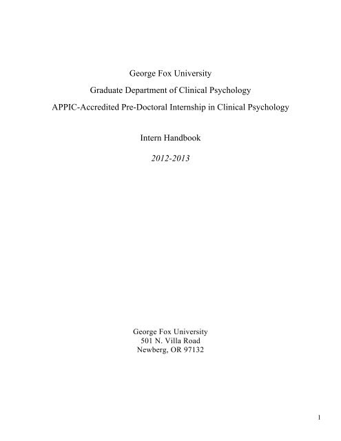 The GDCP Training Manual can be downloaded here - George Fox ...