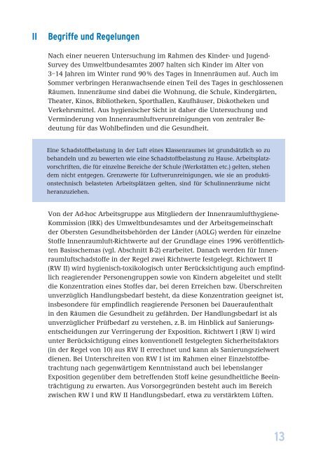 Leitfaden für die Innenraumhygiene in Schulgebäuden, Ausgabe 2008