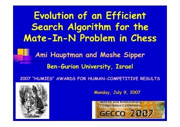Evolution of an Efficient Search Algorithm for the Mate-In-N Problem ...
