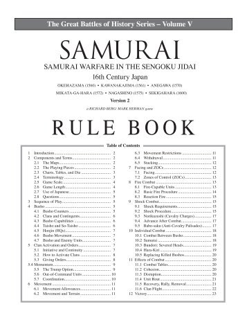 The great battles of history series - volume v samurai - GMT Games