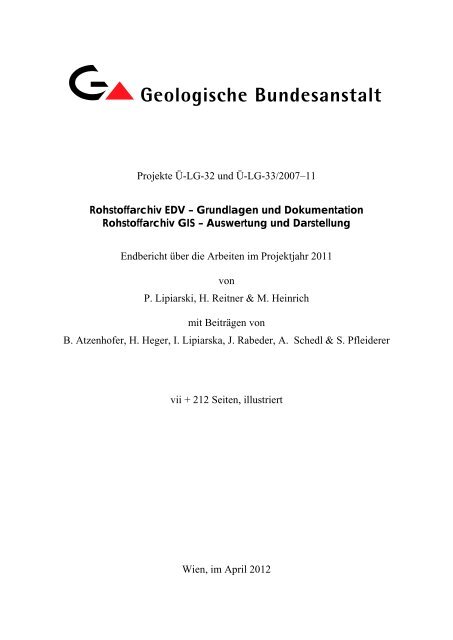 Projektbericht - Geologische Bundesanstalt