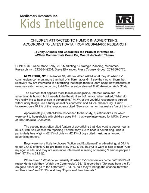 Children Attracted to Humor in Advertising According to ... - GfK MRI Children Attracted to Humor in Advertising According to ... - GfK MRI