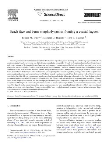 Beach face and berm morphodynamics fronting a coastal lagoon