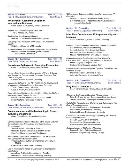 AIB 2009 San Diego Conference Program - Academy of ...