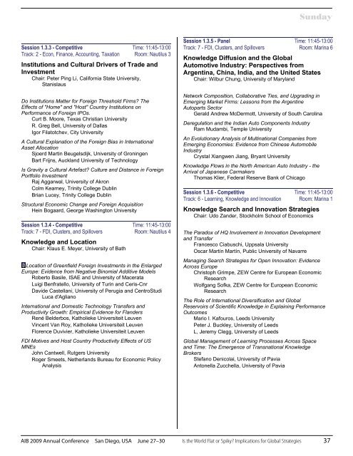 AIB 2009 San Diego Conference Program - Academy of ...