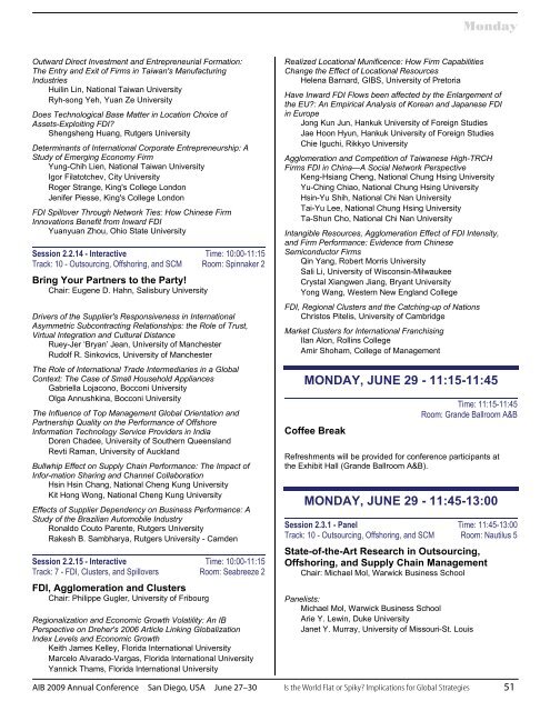 AIB 2009 San Diego Conference Program - Academy of ...