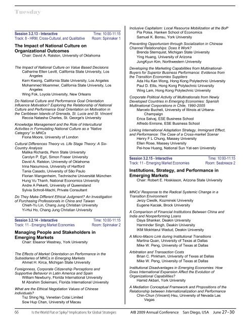 AIB 2009 San Diego Conference Program - Academy of ...